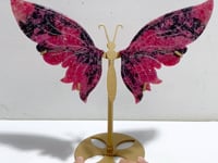 Unique Rhodonite Mixed Quartz Butterfly Wing Carving With Stand