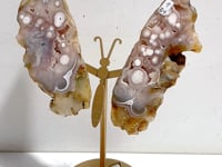 Geode Druzy Pink Amethyst Slab Butterfly Wing Carving With Stand #3