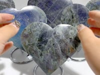 6 Pieces Large Labradorite Heart With Stand