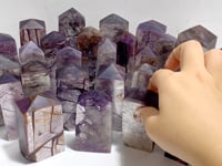 28 Pieces Purple Spark Lepidolite Four-Sided Tower