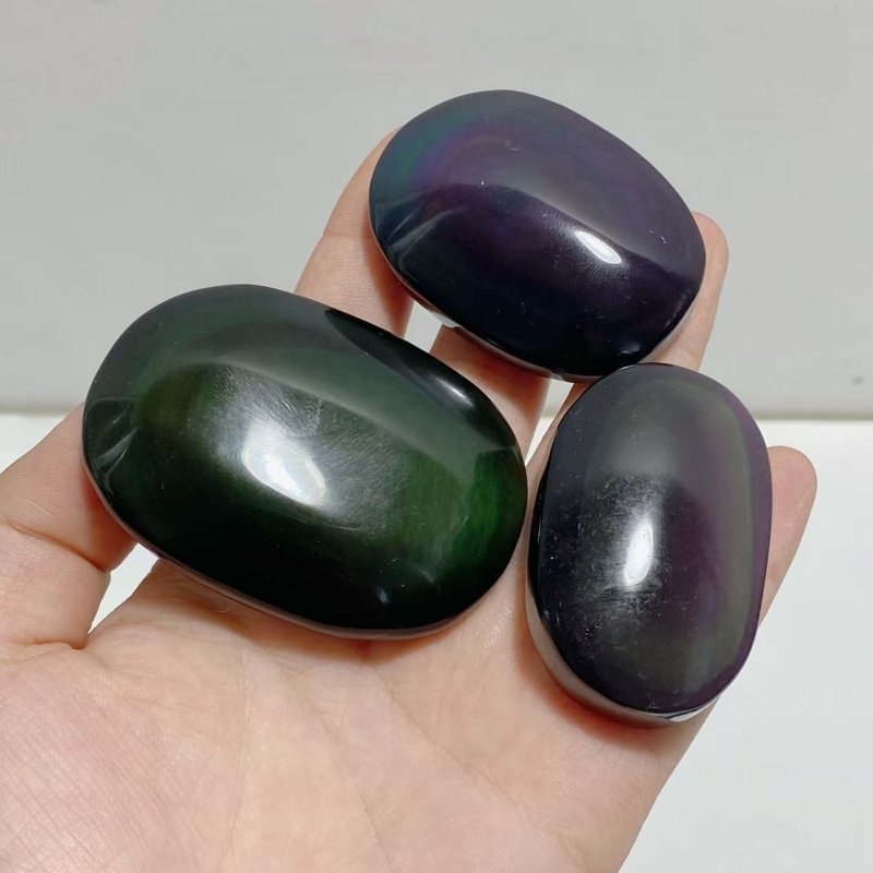 Rainbow Cat Eye Obsidian Palm Stone Wholesale - Wholesale Crystals