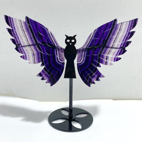 Rainbow Fluorite Symmetry Owl Wing Carving With Stand -Wholesale Crystals