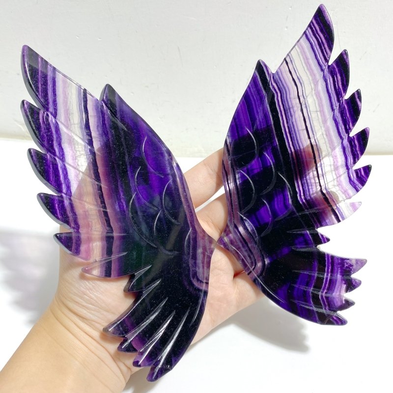 Rainbow Fluorite Symmetry Owl Wing Carving With Stand -Wholesale Crystals