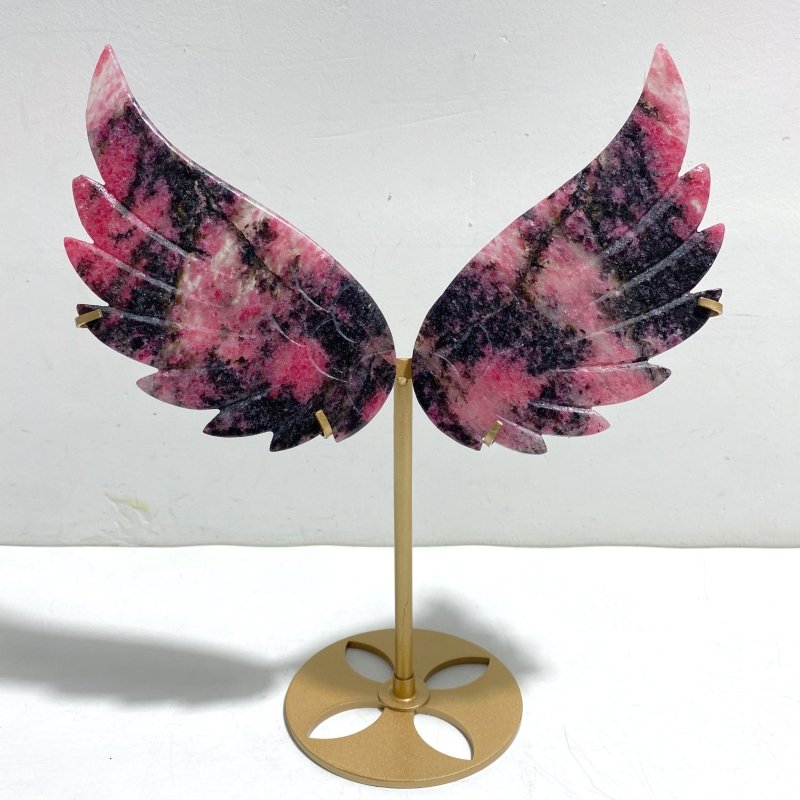 Rhodonite Wing Carving With Stand - Wholesale Crystals