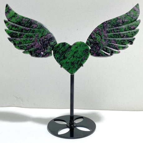 Ruby Zoisite Heart Wing Carving With Stand -Wholesale Crystals