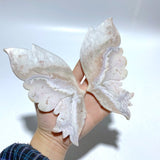Sakura Flower Agate Butterfly Wing Carving With Stand - Wholesale Crystals