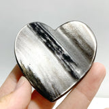 Silver Sheen Obsidian Heart Wing Carving With Stand -Wholesale Crystals