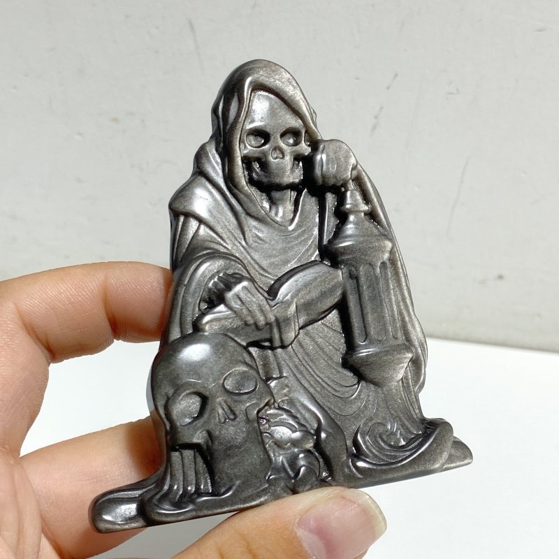 Silver Sheen Obsidian Witch Carving Wholesale -Wholesale Crystals