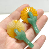 Sunflower - shaped Yellow Jade And Green Aventurine Leaf Carving Wholesale - Wholesale Crystals