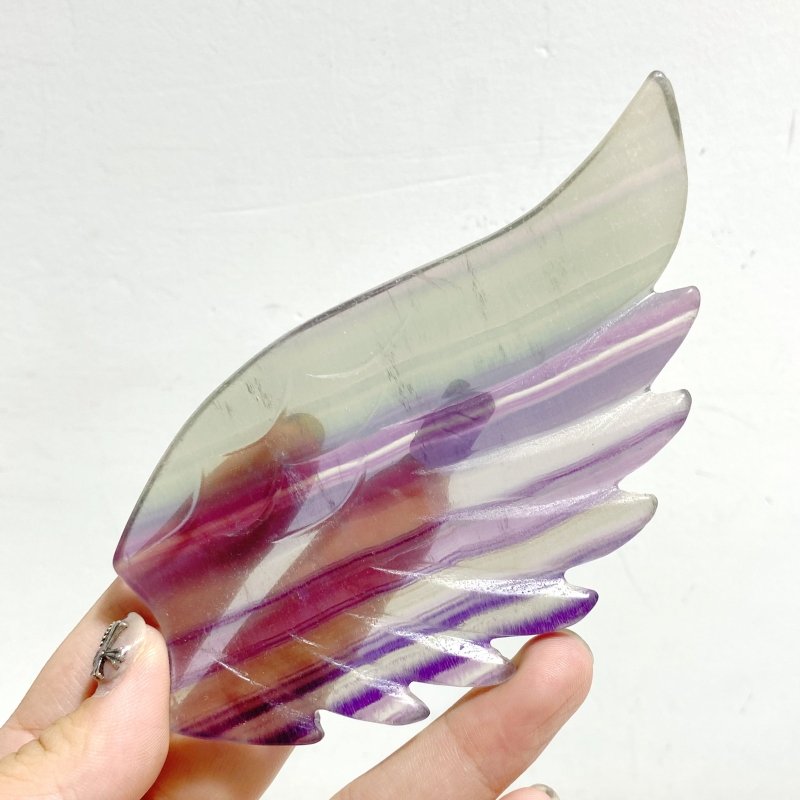 Symmetrical Fluorite Heart Wing Carving With Stand -Wholesale Crystals