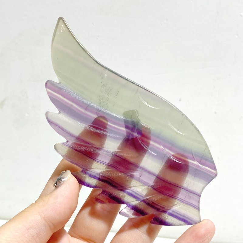 Symmetrical Fluorite Heart Wing Carving With Stand -Wholesale Crystals
