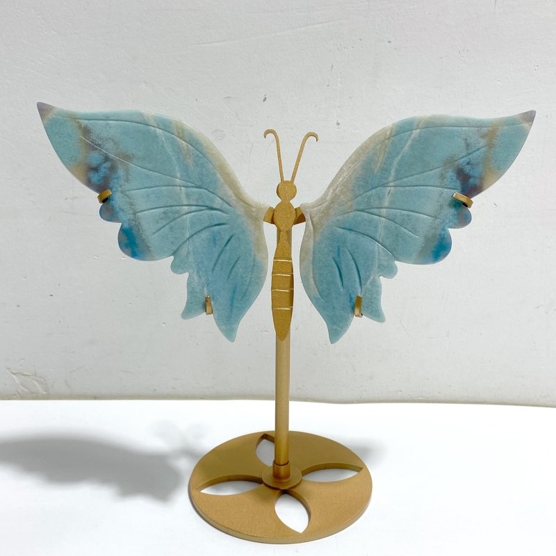 Trolleite Stone Butterfly Wing Carving With Stand -Wholesale Crystals