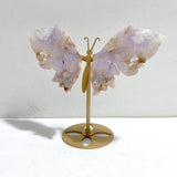 Unique Amethyst Mixed Sakura Flower Agate Butterfly Wing Carving With Stand - Wholesale Crystals