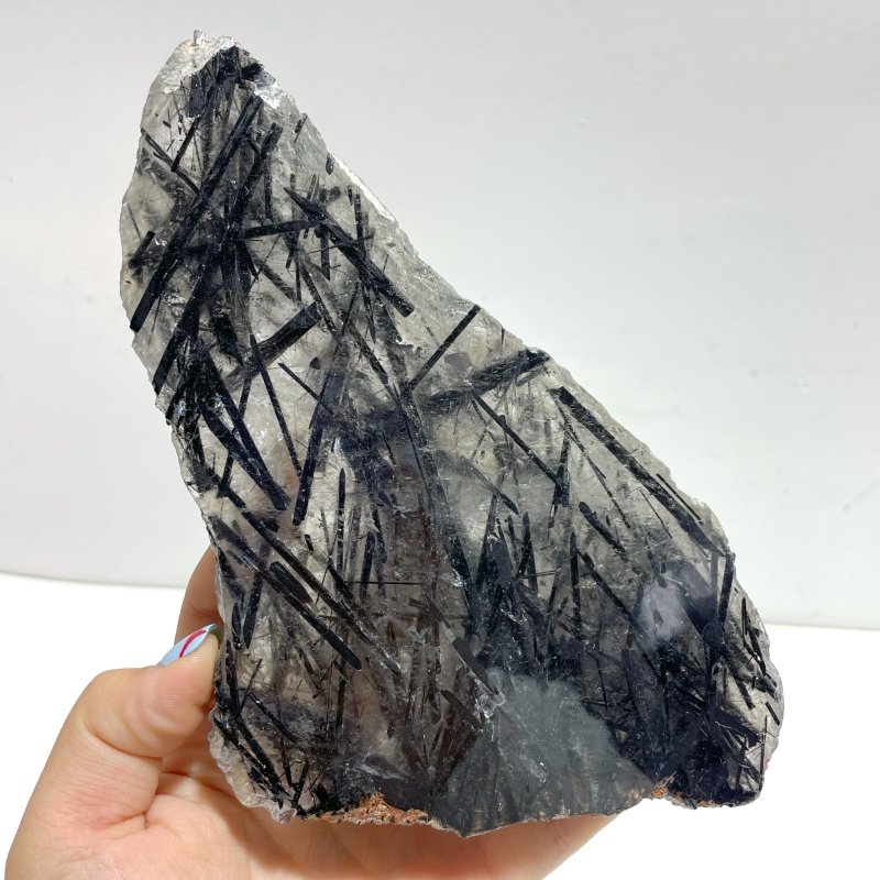 Unique Black Tourmaline Slab With Stand 1 - Wholesale Crystals
