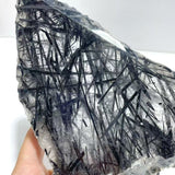 Unique Black Tourmaline Slab With Stand 2 - Wholesale Crystals