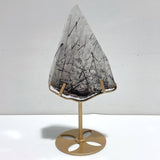 Unique Black Tourmaline Slab With Stand 3 - Wholesale Crystals