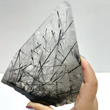 Unique Black Tourmaline Slab With Stand 3 - Wholesale Crystals