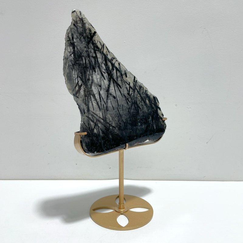 Unique Black Tourmaline Slab With Stand 4 - Wholesale Crystals