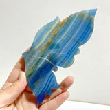 Unique Blue Onyx Butterfly Wing Carving With Stand -Wholesale Crystals