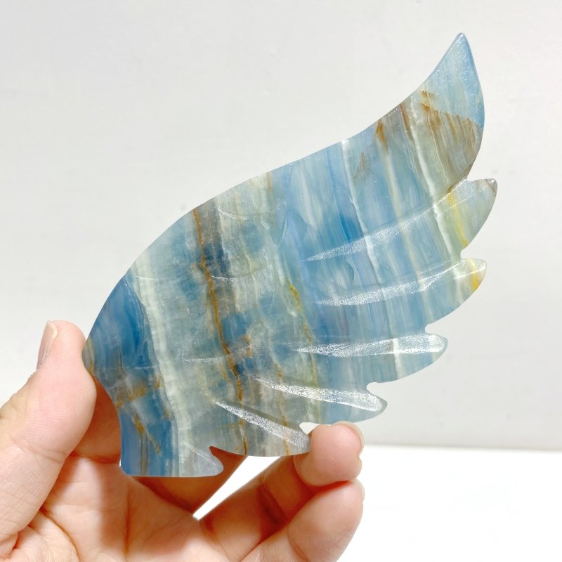 Unique Blue Onyx Heart Wing Carving With Stand - Wholesale Crystals