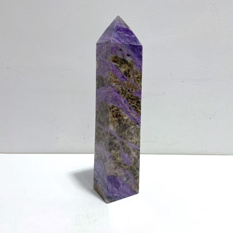 Unique Charoite Four - sided Tower For Collection A04 - Wholesale Crystals