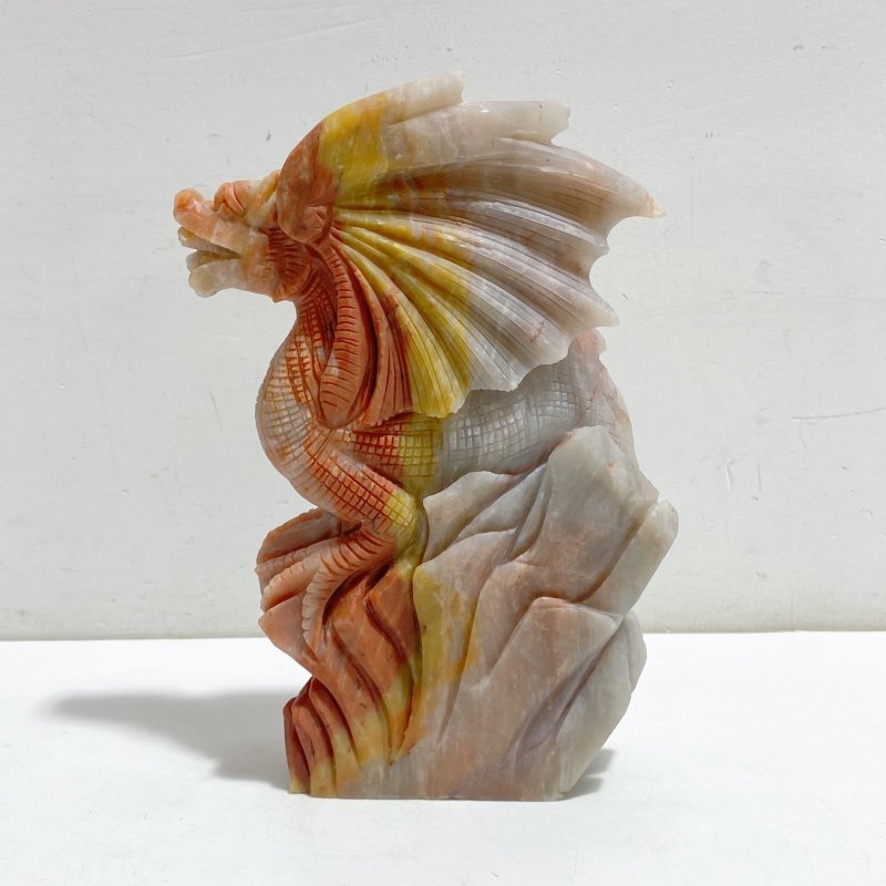Unique China Stone Flying Dragon Castle Carving -Wholesale Crystals