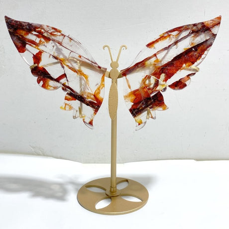 Unique Fire Quartz Butterfly Wing Carving With Stand -Wholesale Crystals
