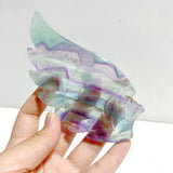Unique Fluorite Heart Wing Carving With Stand - Wholesale Crystals