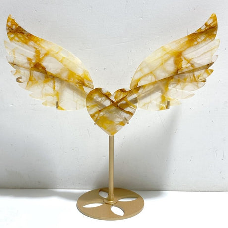 Unique Golden Hematoid Quartz Fire Quartz Heart Wing Carving With Stand -Wholesale Crystals