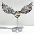 Unique Gray Lace Agate Heart Wing Carving With Stand - Wholesale Crystals