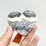 Unique Gray Lace Agate Heart Wing Carving With Stand - Wholesale Crystals