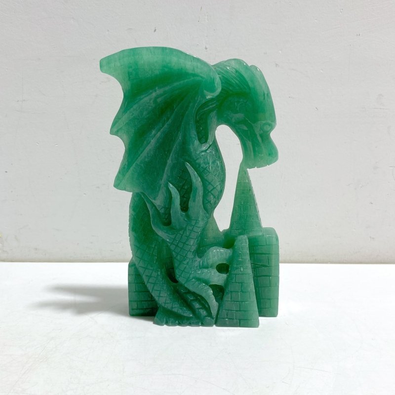 Unique Green Aventurine Flying Dragon Castle Carving 2 -Wholesale Crystals