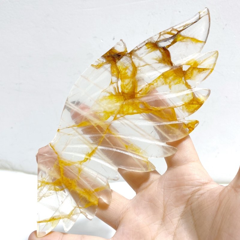 Unique Hematoid Quartz Golden Fire Quartz Wing Carving With Stand -Wholesale Crystals