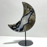 Unique Large Geode Druzy Volcano Agate Moon Carving With Stand(UV - Reactive) 7 - Wholesale Crystals