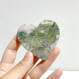 Unique Moss Agate Heart Wing Carving With Stand - Wholesale Crystals