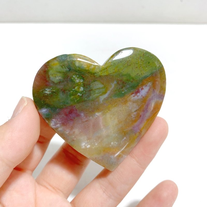Unique Ocean Jasper Heart Wing Carving With Stand - Wholesale Crystals