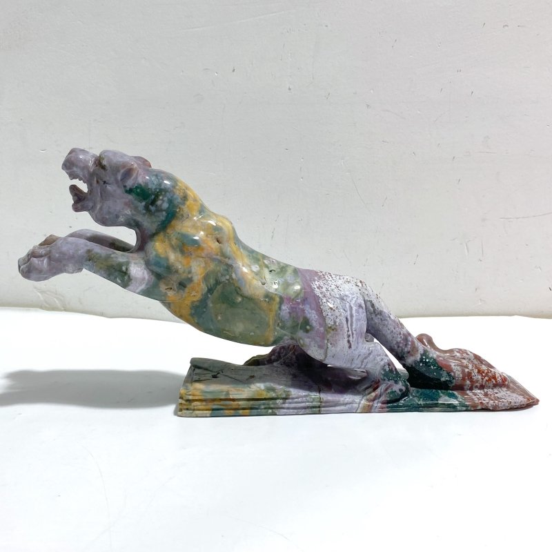 Unique Ocean Jasper Leopard Panther Carving -Wholesale Crystals