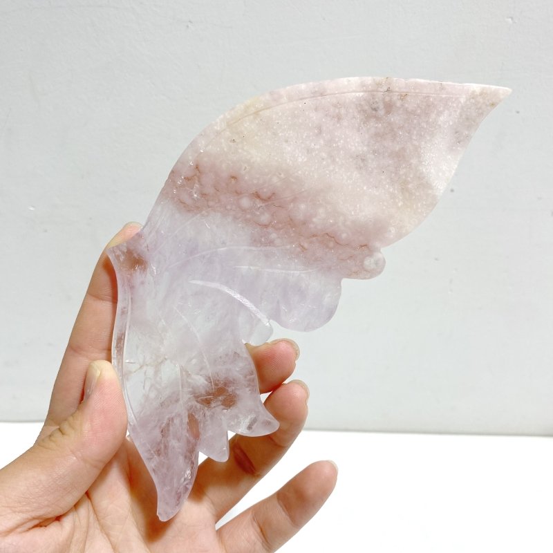 Unique Pink Sakura Agate Butterfly Wing Carving With Stand - Wholesale Crystals