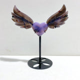 Unique Purple Agate Heart Wing Carving With Stand - Wholesale Crystals