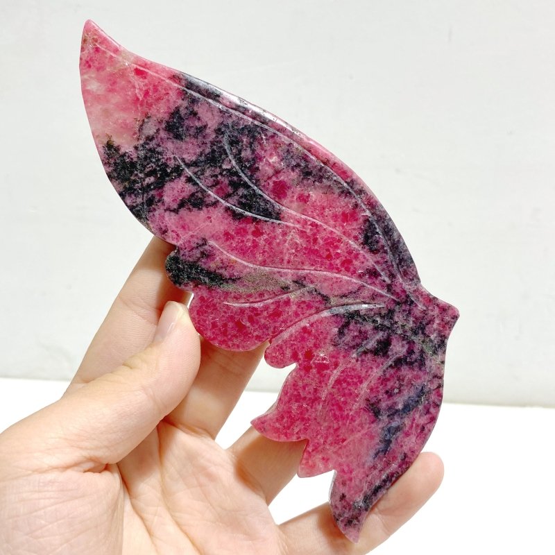 Unique Rhodonite Mixed Quartz Butterfly Wing Carving With Stand -Wholesale Crystals