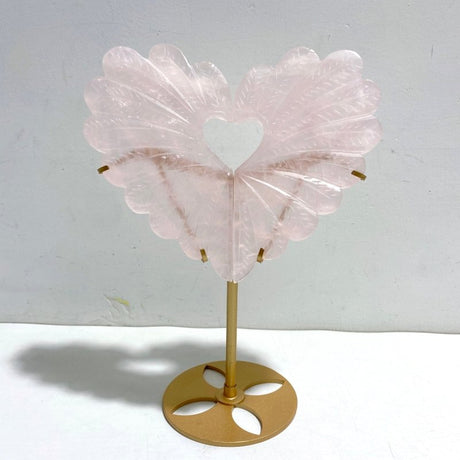 Unique Rose Quartz Heart Carving With Stand - Wholesale Crystals