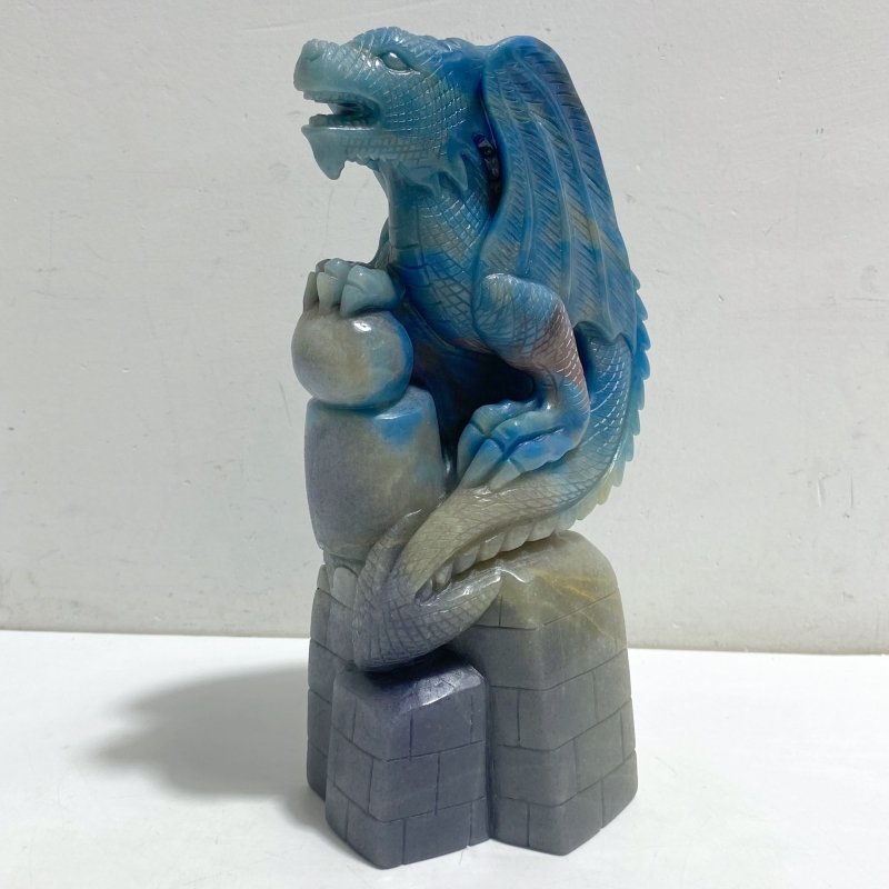 Unique Trolleite Flying Dragon With Castle Carving -Wholesale Crystals