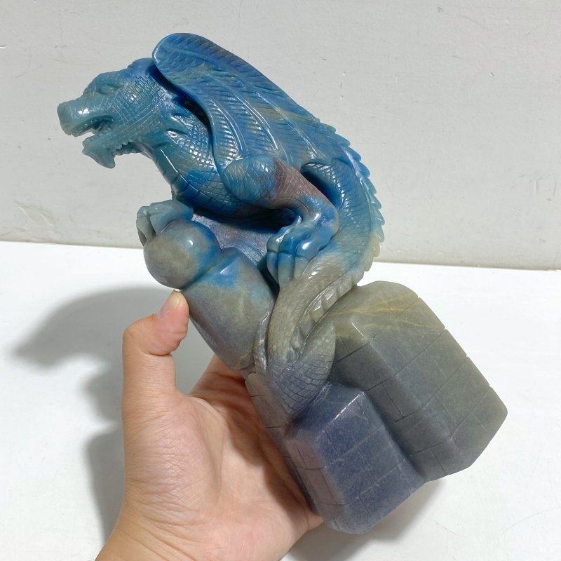 Unique Trolleite Flying Dragon With Castle Carving -Wholesale Crystals