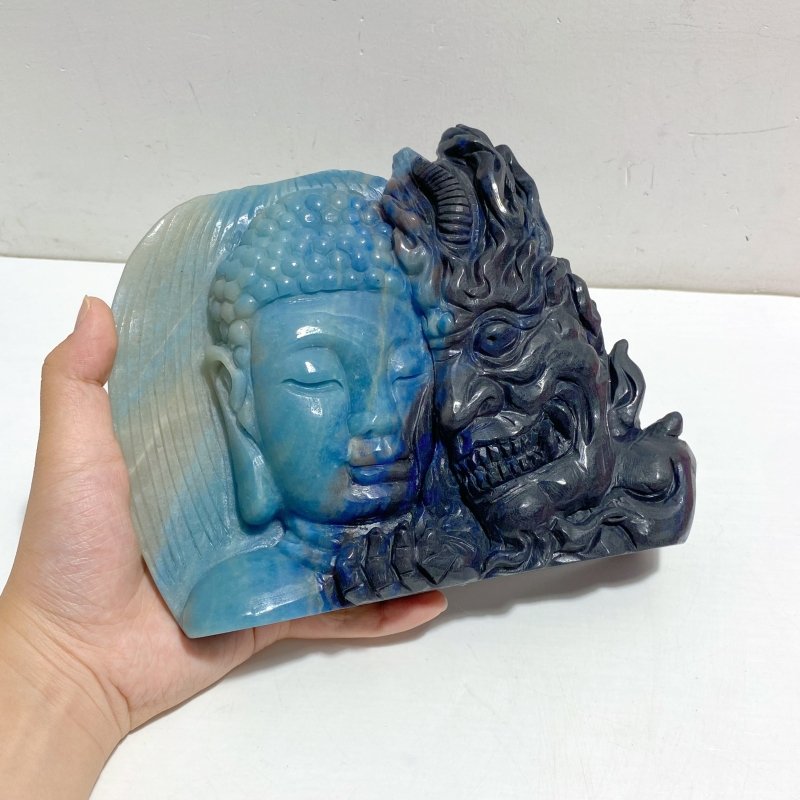 Unique Trolleite Stone Half Mara and Half Buddha Carving -Wholesale Crystals