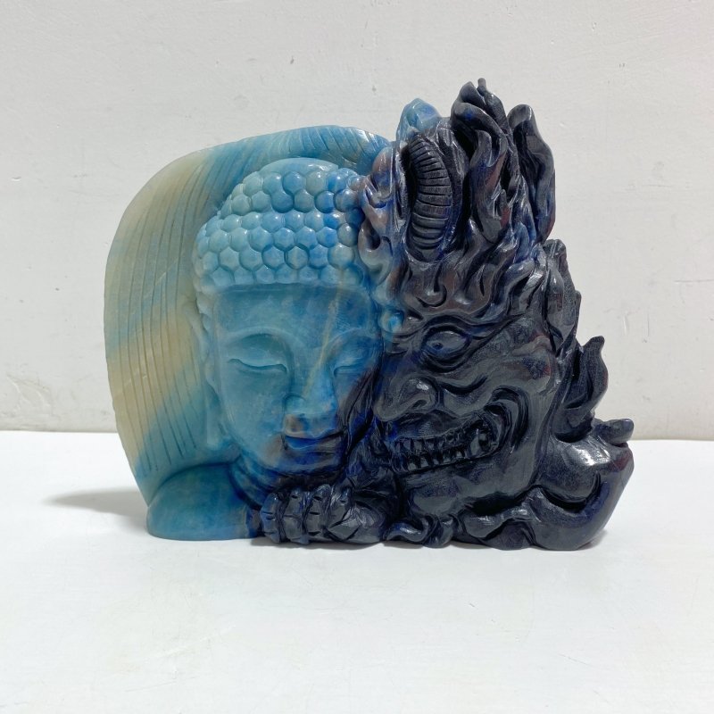 Unique Trolleite Stone Half Mara and Half Buddha Carving -Wholesale Crystals