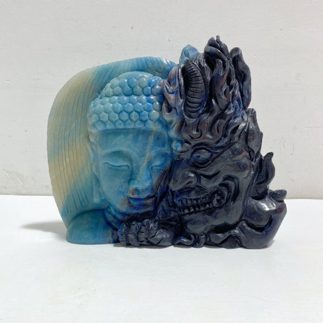 Unique Trolleite Stone Half Mara and Half Buddha Carving -Wholesale Crystals