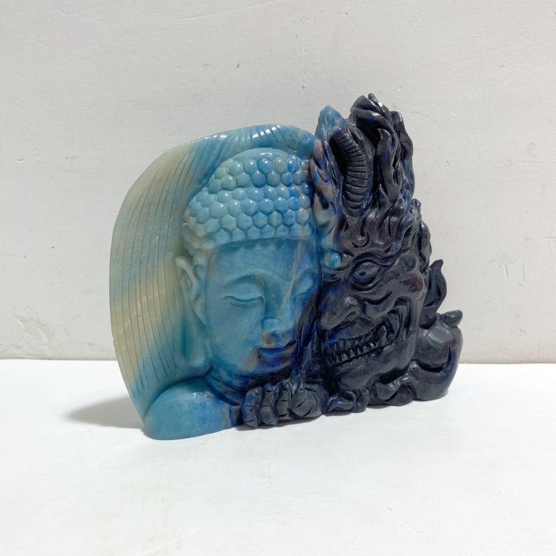 Unique Trolleite Stone Half Mara and Half Buddha Carving -Wholesale Crystals