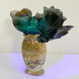 Volcano Agate Flower & Vase Carving (Defective) -Wholesale Crystals