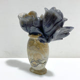 Volcano Agate Flower & Vase Carving (Defective) -Wholesale Crystals