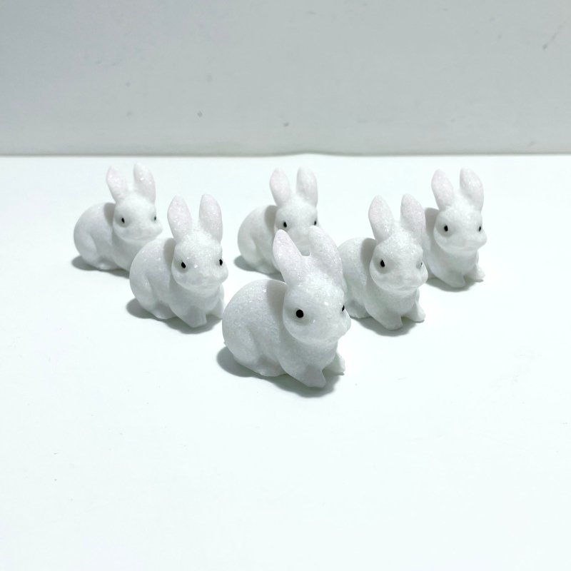 White Marbe Rabbit Carving Wholesale - Wholesale Crystals